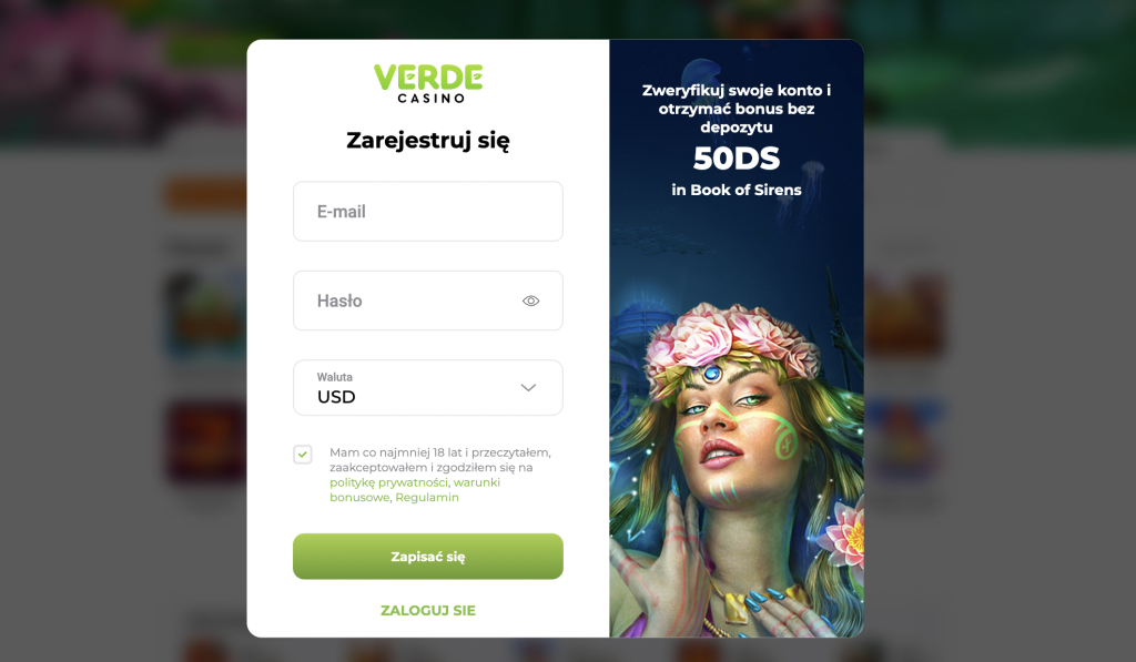 verde casino Bonus bez depozytu